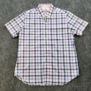 Robert Graham Shirt Mens‎ XL Purple Plaid Classic Fit Short Sleeve Button Up